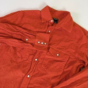 Todd Snyder Corduroy Pearl Snap Shirt Men's S Orange Western Americana Workwear